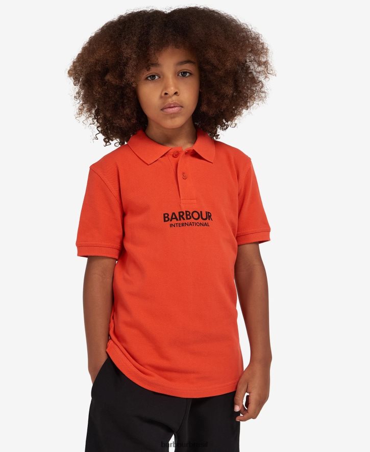 roupas Barbour camisa polo fórmula laranja picante Rapazes NH44422540