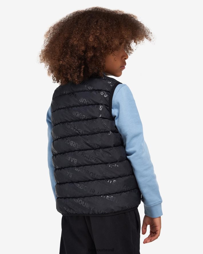 roupas Barbour colete de palheta estampado preto clássico Rapazes NH44422491