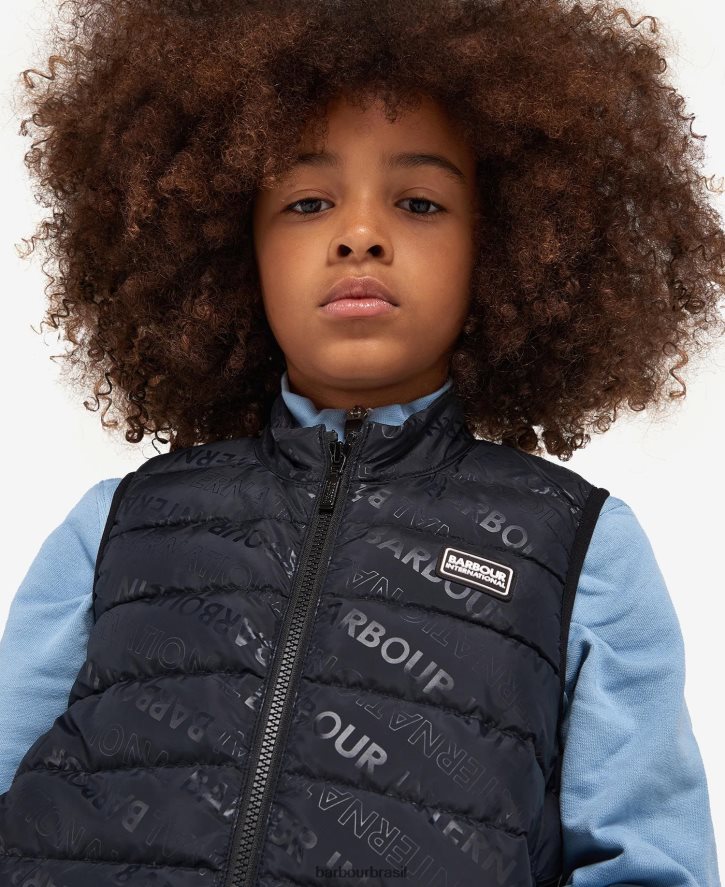 roupas Barbour colete de palheta estampado preto clássico Rapazes NH44422491
