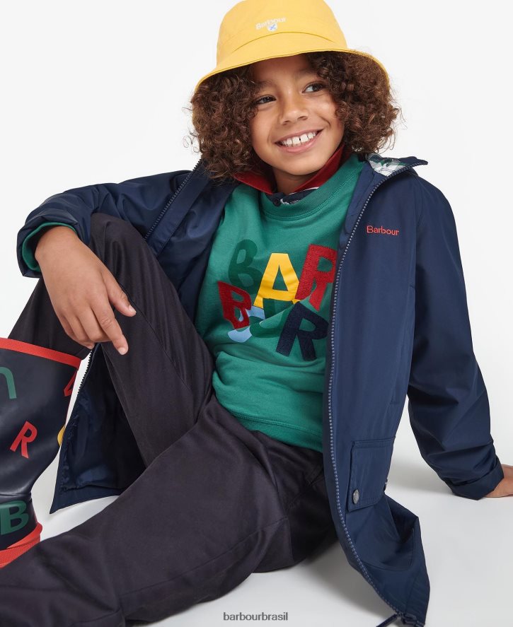 roupas Barbour jaqueta com capuz domus à prova de banho marinho clássico Rapazes NH44422490