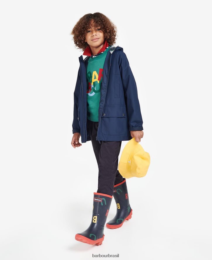 roupas Barbour jaqueta com capuz domus à prova de banho marinho clássico Rapazes NH44422490