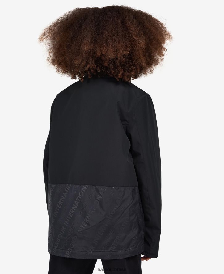 roupas Barbour jaqueta impermeável obel preto clássico Rapazes NH44422497