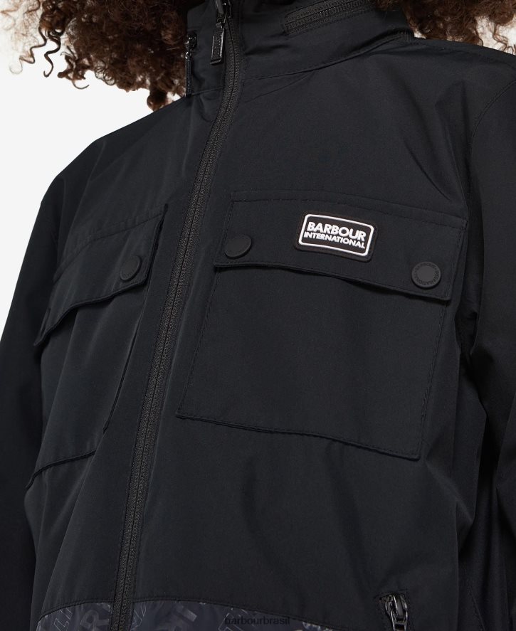 roupas Barbour jaqueta impermeável obel preto clássico Rapazes NH44422497