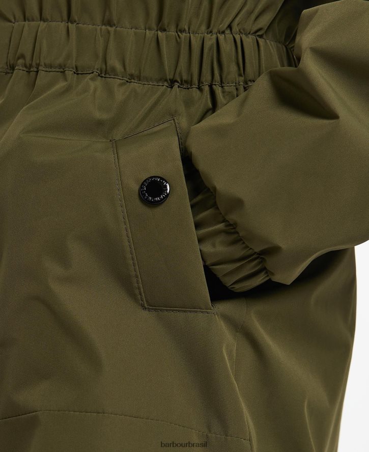 roupas Barbour jaqueta à prova de banho de palangre de rédea verde palmer garotas NH44422560