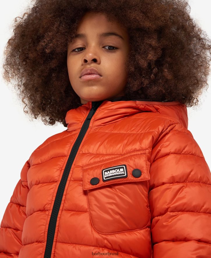 roupas Barbour jaqueta acolchoada com capuz ouston Preto amarelo Rapazes NH44422477