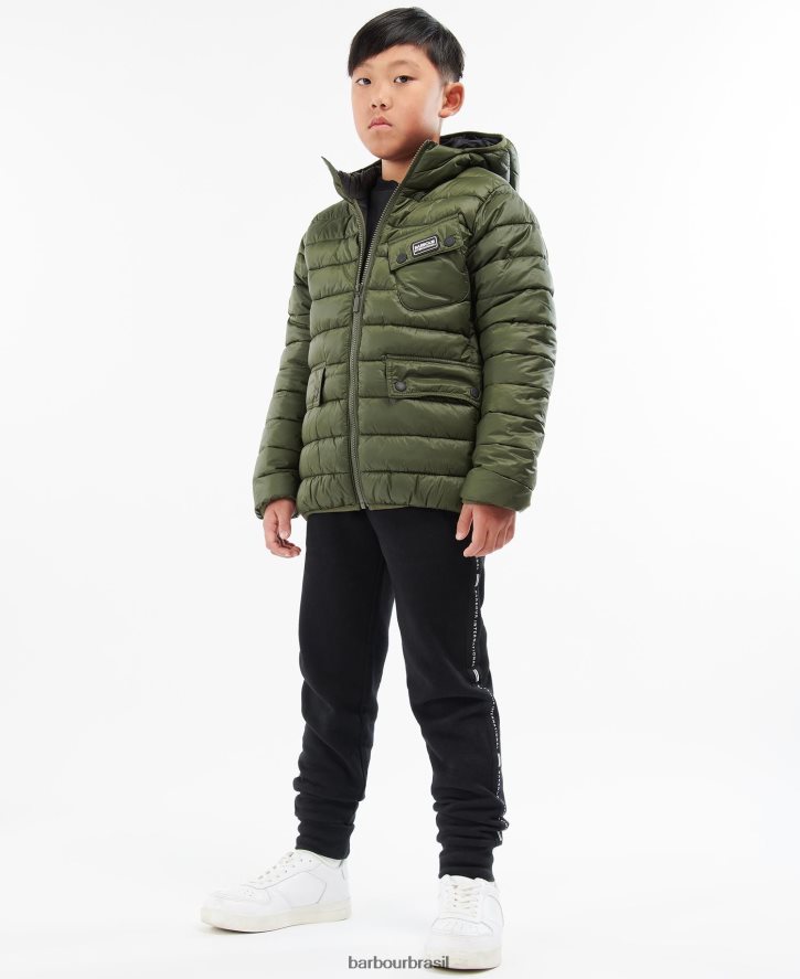 roupas Barbour jaqueta acolchoada com capuz ouston vermelho escuro Rapazes NH44422475