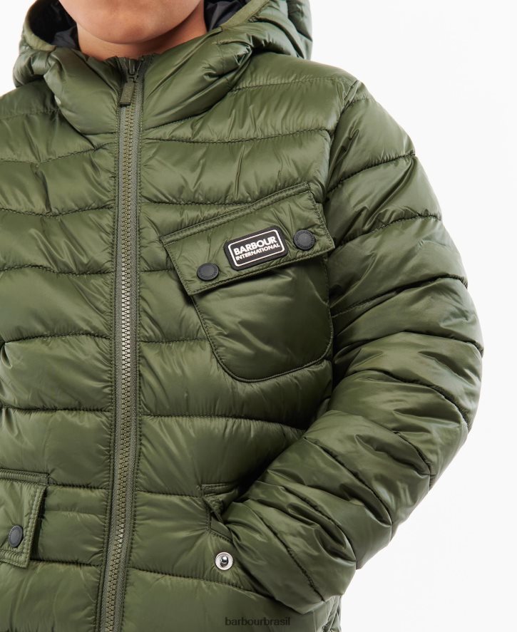 roupas Barbour jaqueta acolchoada com capuz ouston vermelho escuro Rapazes NH44422475