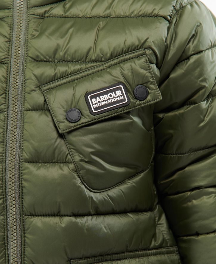 roupas Barbour jaqueta acolchoada com capuz ouston vermelho escuro Rapazes NH44422475