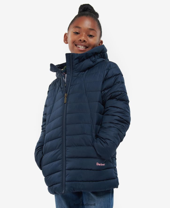 roupas Barbour jaqueta acolchoada coralina ponche rosa/floral retrô garotas NH44422545