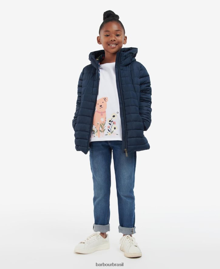 roupas Barbour jaqueta acolchoada coralina ponche rosa/floral retrô garotas NH44422545