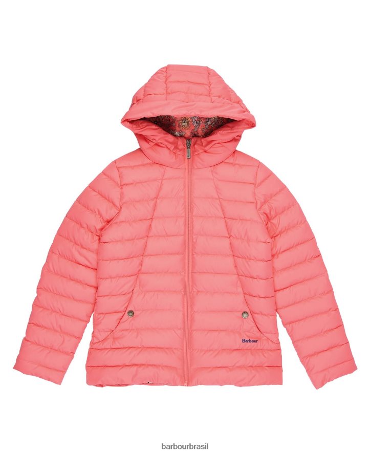roupas Barbour jaqueta acolchoada coralina ponche rosa/floral retrô garotas NH44422546