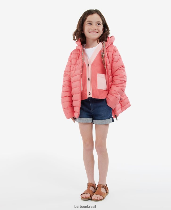 roupas Barbour jaqueta acolchoada coralina ponche rosa/floral retrô garotas NH44422546