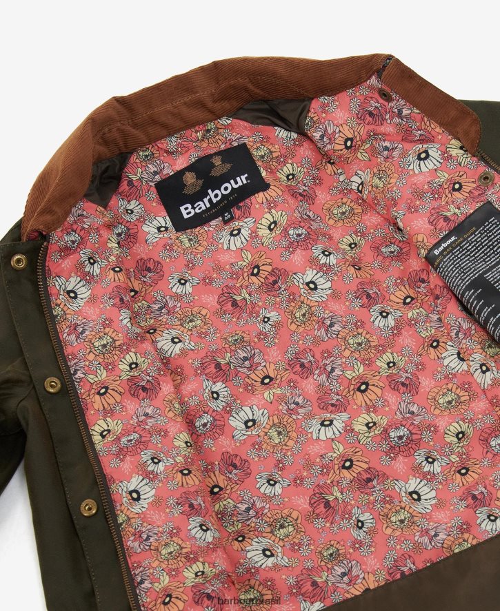 roupas Barbour jaqueta encerada de bolota arquivo oliva/retro floral garotas NH44422542