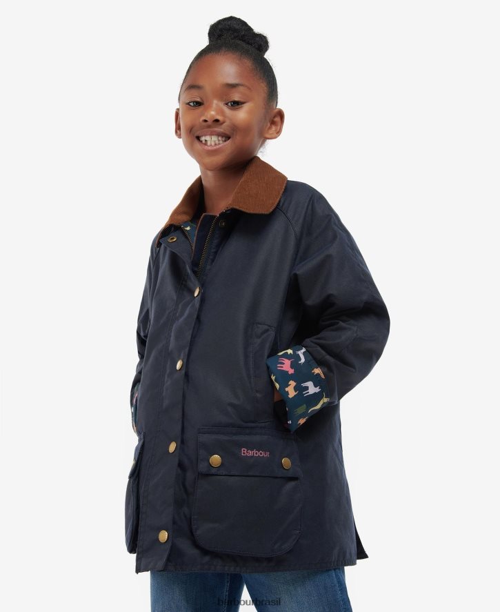 roupas Barbour jaqueta encerada de bolota arquivo oliva/retro floral garotas NH44422543