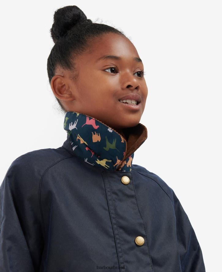 roupas Barbour jaqueta encerada de bolota arquivo oliva/retro floral garotas NH44422543