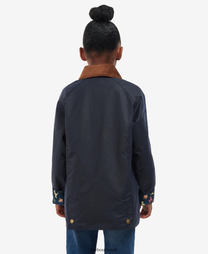 roupas Barbour jaqueta encerada de bolota arquivo oliva/retro floral garotas NH44422543