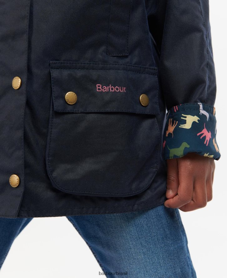 roupas Barbour jaqueta encerada de bolota arquivo oliva/retro floral garotas NH44422543