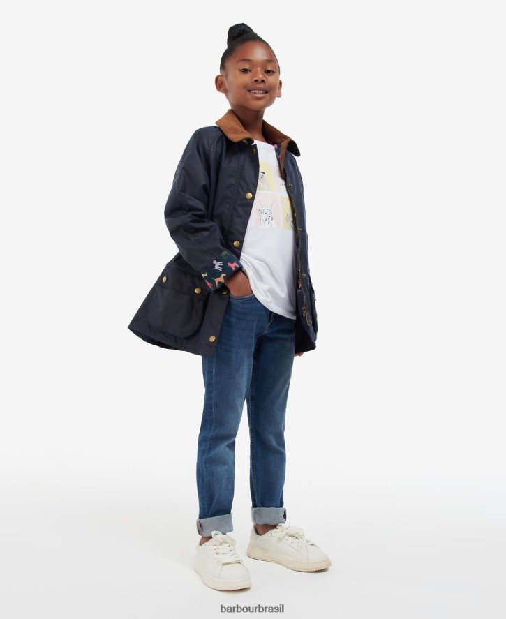 roupas Barbour jaqueta encerada de bolota arquivo oliva/retro floral garotas NH44422543