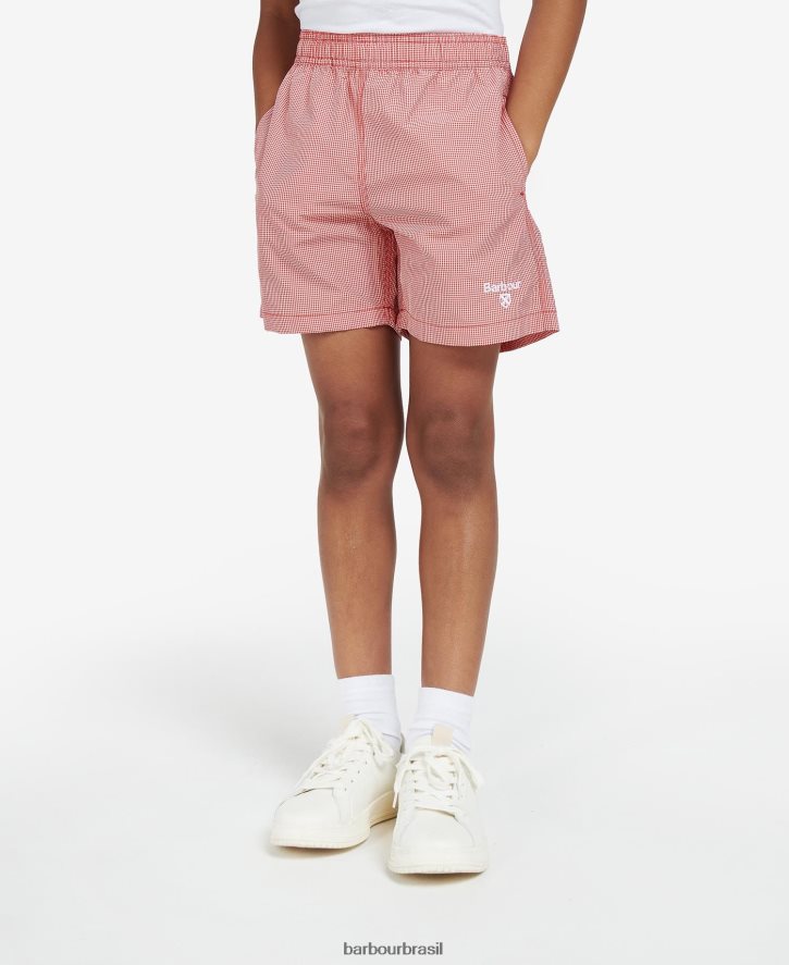 roupas Barbour calções de banho de guingão vermelho clássico Rapazes NH44422511