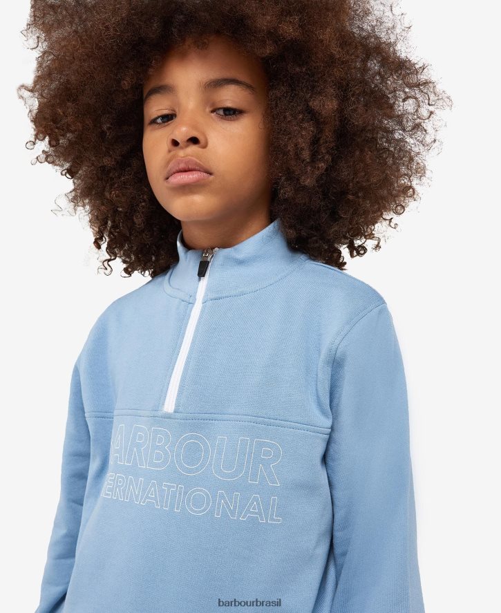 roupas Barbour conjunto de moletom e shorts trick meio zíper preto clássico Rapazes NH44422526