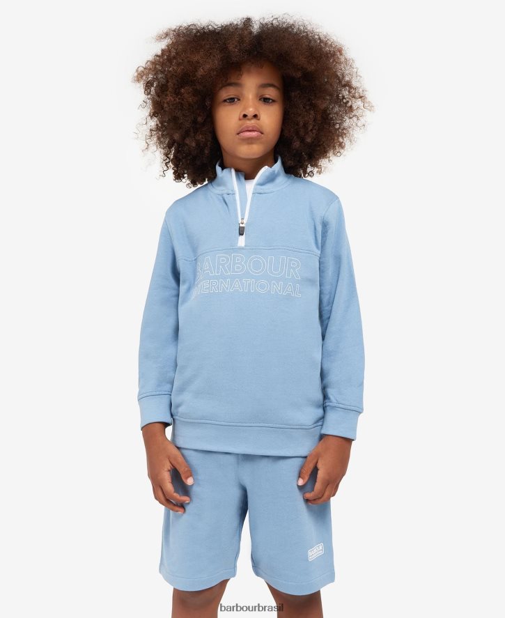 roupas Barbour conjunto de moletom e shorts trick meio zíper preto clássico Rapazes NH44422526