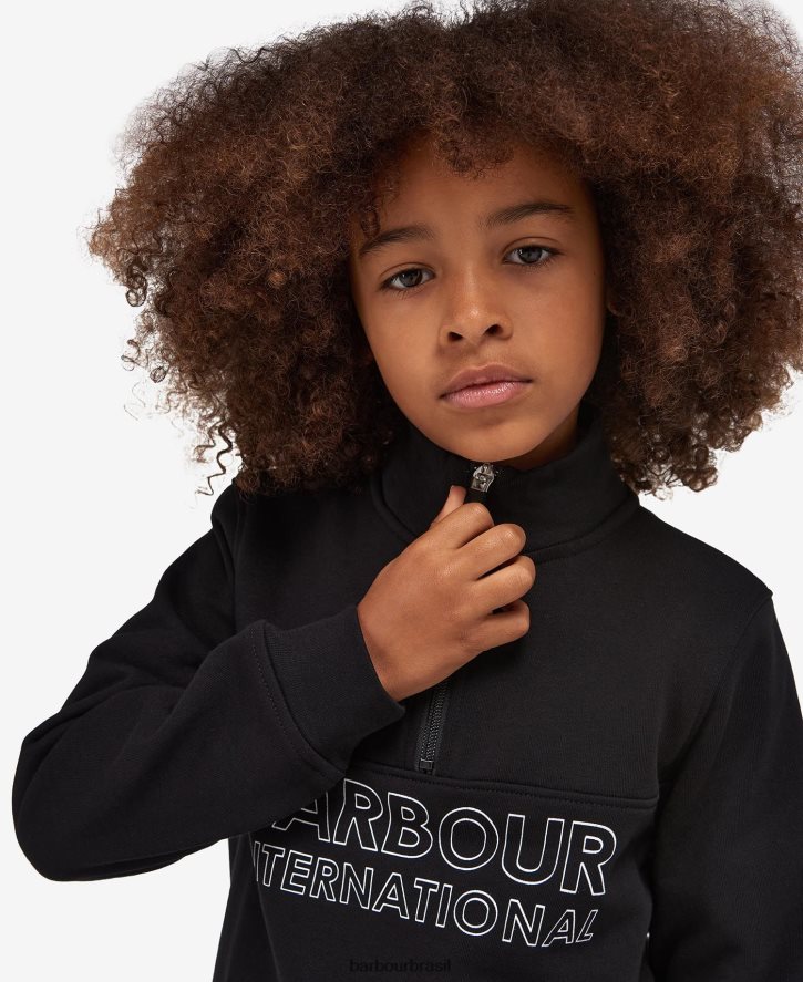 roupas Barbour conjunto de moletom e shorts trick meio zíper preto clássico Rapazes NH44422536