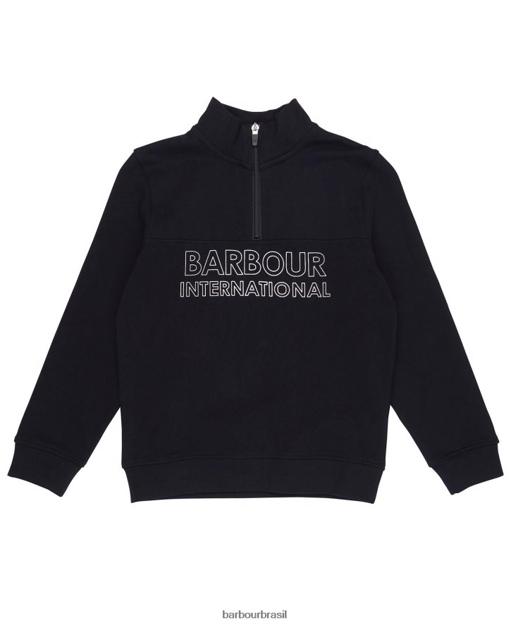 roupas Barbour conjunto de moletom e shorts trick meio zíper preto clássico Rapazes NH44422536
