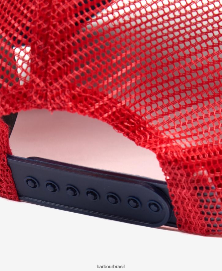 acessórios Barbour boné de caminhoneiro steve mcqueen marinho/vermelho/pedra homens NH44422240