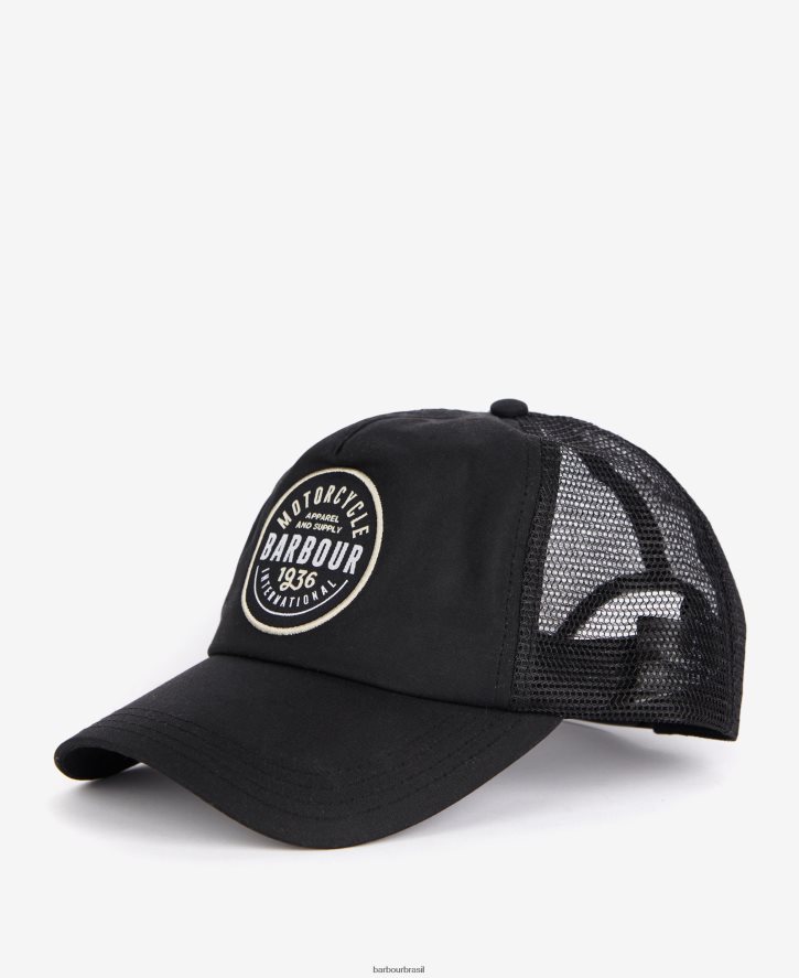 acessórios Barbour boné de cera farraday trucker preto clássico homens NH44422292