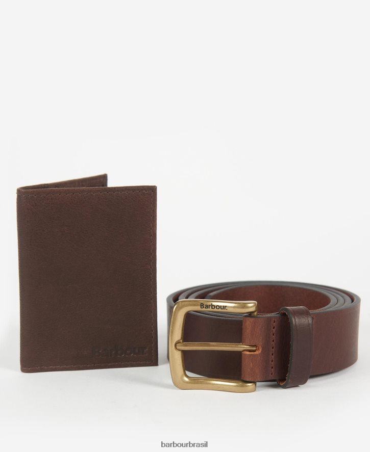 acessórios Barbour Conjunto de carteira e cinto Haydon marrom escuro homens NH44422222