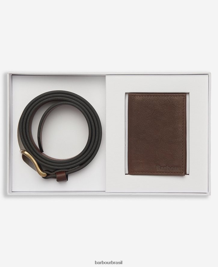 acessórios Barbour Conjunto de carteira e cinto Haydon marrom escuro homens NH44422222
