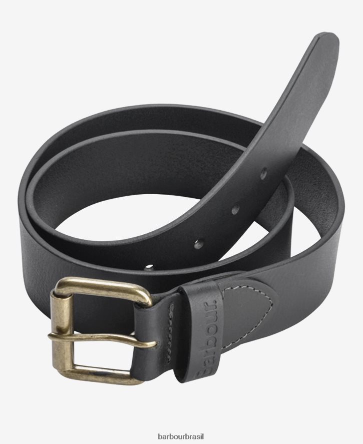 acessórios Barbour cinto de couro fosco seixo marrom escuro homens NH44422218