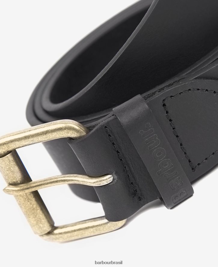 acessórios Barbour cinto de couro fosco seixo marrom escuro homens NH44422218