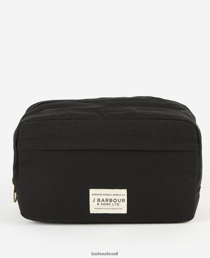 acessórios Barbour bolsa de banho com zíper duplo preto homens NH44422199