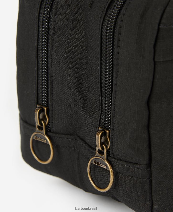 acessórios Barbour bolsa de banho com zíper duplo preto homens NH44422199