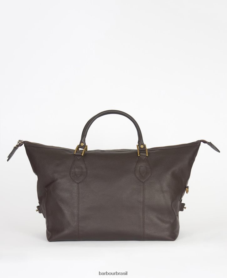acessórios Barbour bolsa explorer de viagem média em couro chocolate homens NH44422179