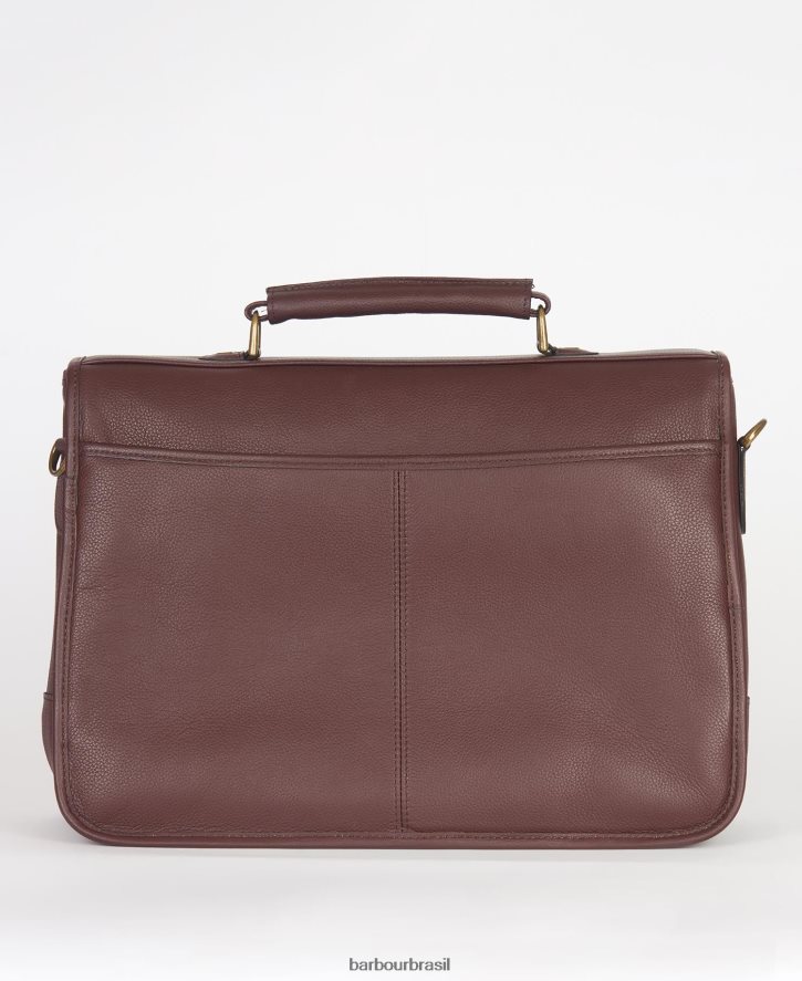 acessórios Barbour pasta de couro chocolate homens NH44422187