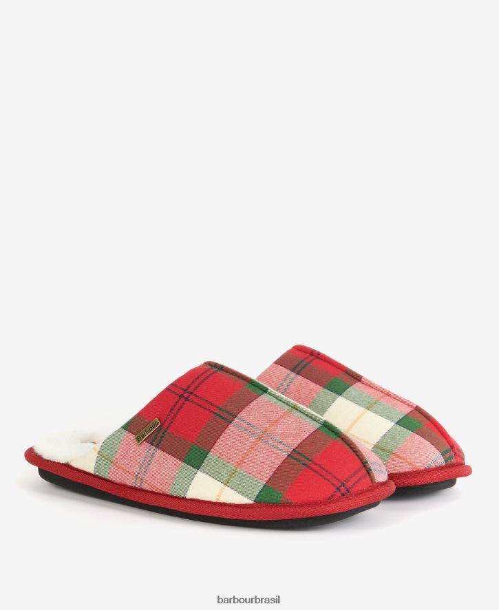 calçados Barbour chinelos jovens tartan vermelho baga homens NH44421254