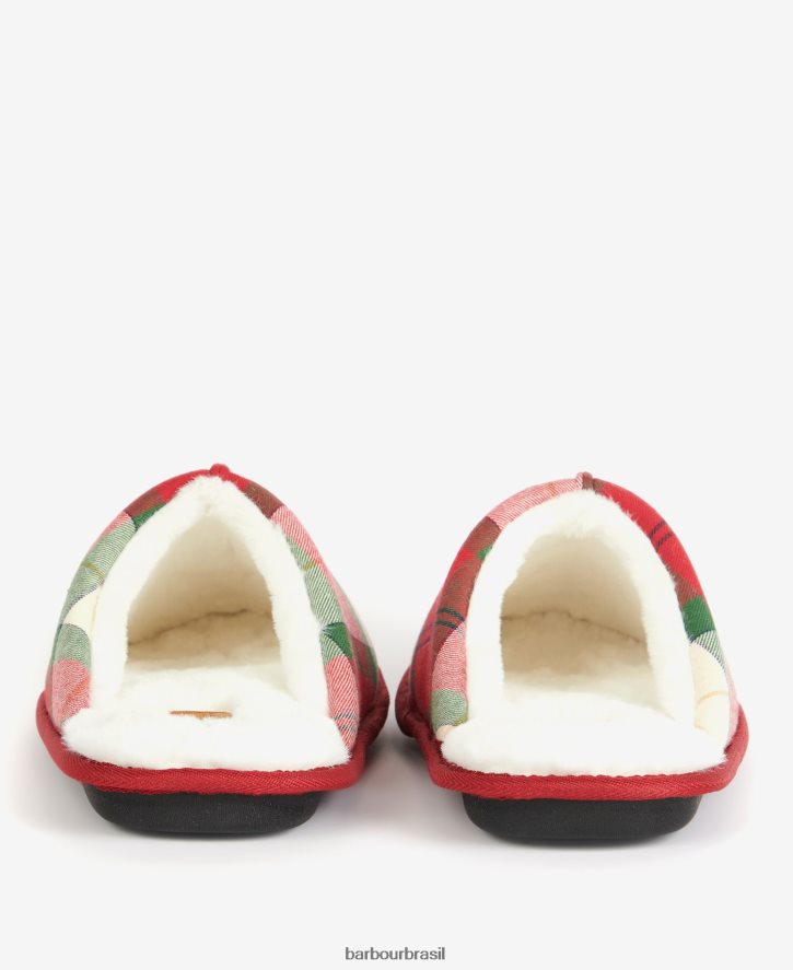 calçados Barbour chinelos jovens tartan vermelho baga homens NH44421254