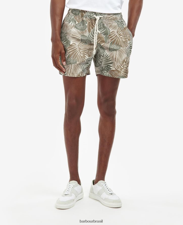 roupas Barbour calção de banho folha Oliva homens NH44421206