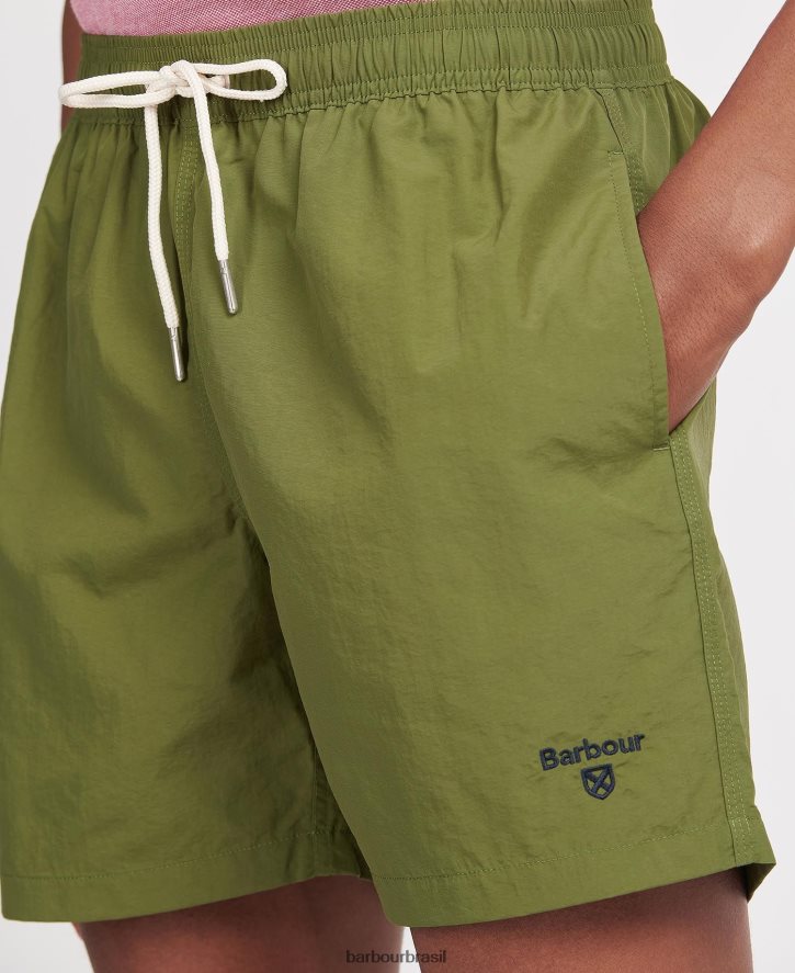 roupas Barbour shorts de natação 5'' com logo essencial Oliva homens NH44421194