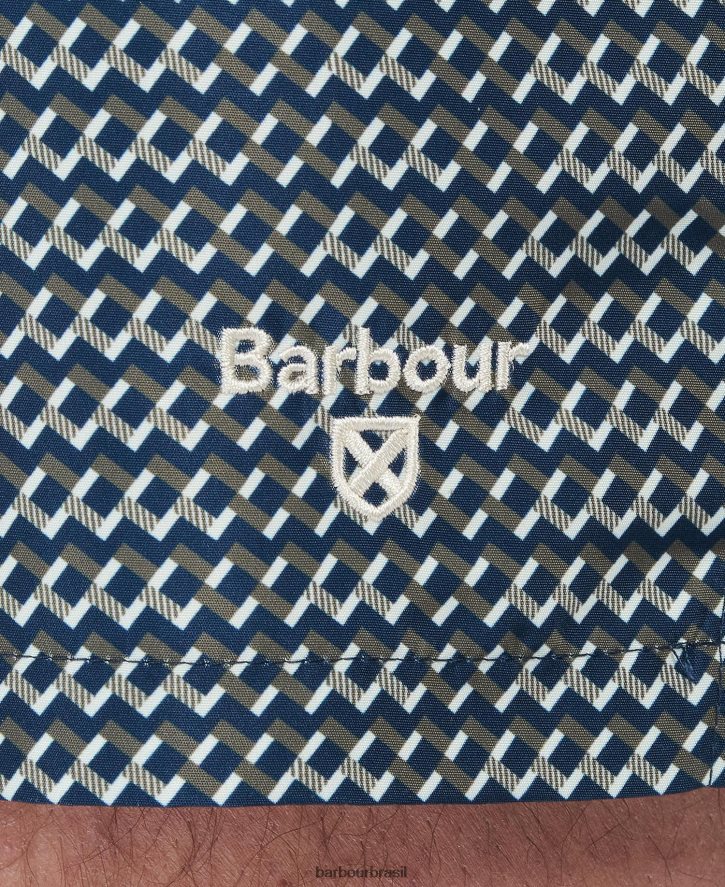 roupas Barbour shorts de natação Diamond Geo marinha homens NH44421201