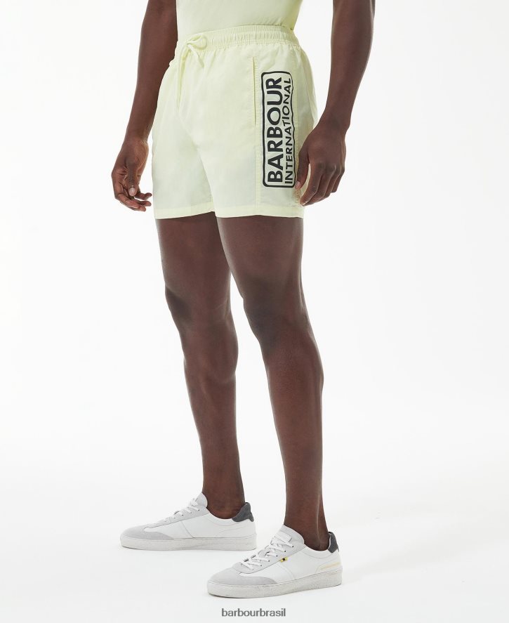 roupas Barbour shorts de natação com logotipo grande névoa amarela homens NH44421214