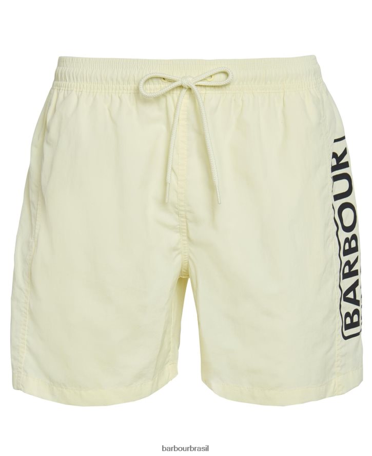 roupas Barbour shorts de natação com logotipo grande névoa amarela homens NH44421214