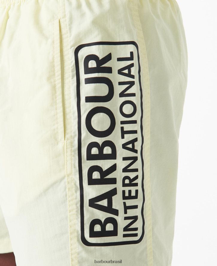 roupas Barbour shorts de natação com logotipo grande névoa amarela homens NH44421214
