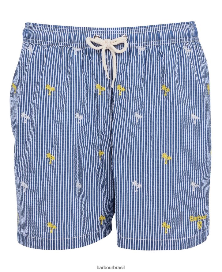 roupas Barbour shorts de natação listrado de palma marinha homens NH44421209
