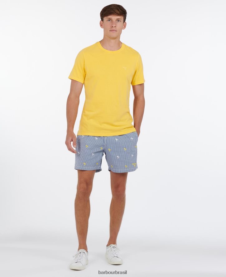 roupas Barbour shorts de natação listrado de palma marinha homens NH44421209