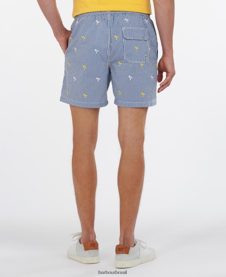 roupas Barbour shorts de natação listrado de palma marinha homens NH44421209