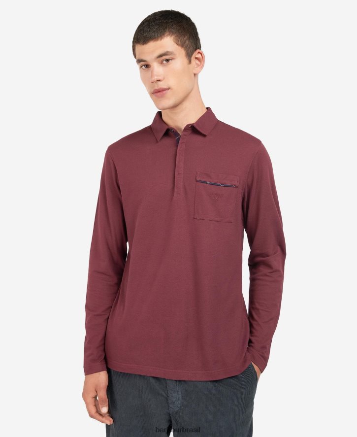 roupas Barbour adie camisa polo manga longa dk bordeaux homens NH4442688