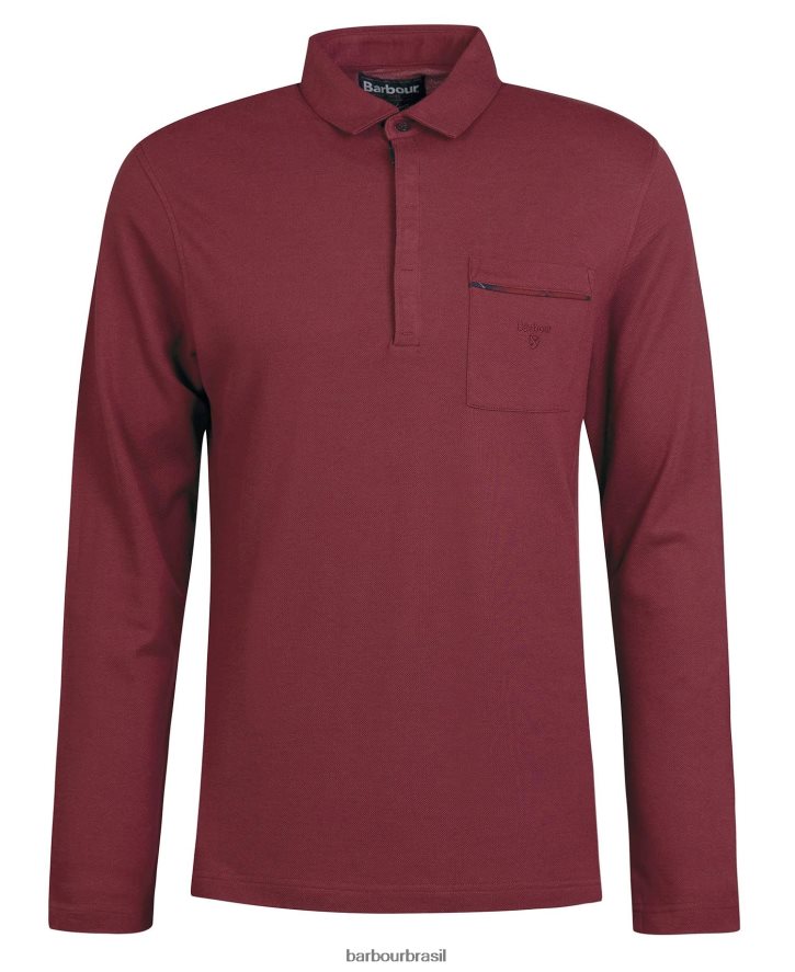 roupas Barbour adie camisa polo manga longa dk bordeaux homens NH4442688